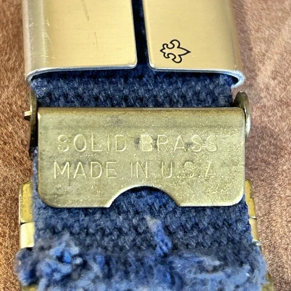 Cub Scout Belt with solid brass buckle Loop Slides Merit Badges. 19 Pieces USA